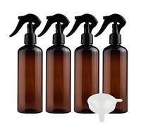ZEOABSY 4 Pièce Blanc Flacon Pulvérisateur en Plastique Ambré 300ml avec Pompe Spray Trigger Noir, Flacon Spray Verre pour Nettoyants Parfum Plante Cosmétique, 1 Pièce Entonnoir