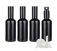 ZEOABSY 4 Pièce Vide 100ml Flacon pulvérisateur en verre à Noir Brillant, 100 ml Pulvérisateur liquide, Bouteille de Spray Parfum Rechargeable Flacon de Parfum pour le voyage à la maison