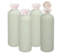 ZEOABSY 4 pièces Bouteille Squeeze 400ml Vert avec Bouchon Flip Top, Flacon Rechargeable Vide en Plastique HDPE, Contenant Voyage pour Shampooing, Lotion, Cosmétiques, Savon Liquide