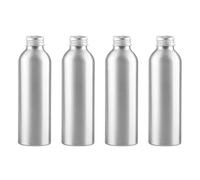 ZEOABSY 4 Pièces Flacon Aluminium Vides 150 ML, Bouteille Avec Bouchon Fileté Argent pour Cosmétique Shampooing Salle de Bains Hôtel Voyage Rechargeables