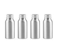 ZEOABSY 4 Pièces Flacon Aluminium Vides 50 ML, Bouteille Avec Bouchon Fileté Argent pour Cosmétique Shampooing Salle de Bains Hôtel Voyage Rechargeables