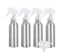 ZEOABSY 4 Pièces Flacon Spray Vide 150ml avec Vaporisateur Brumisateur Transparent, Bouteilles Pulvérisateur en Aluminium Vides pour Jardin Cheveux Cosmétique + 1 Pièce Entonnoir