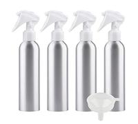 ZEOABSY 4 Pièces Flacon Spray Vide 250ml avec Vaporisateur Brumisateur Blanc, Bouteilles Pulvérisateur en Aluminium Vides pour Cosmétique Cheveux Jardin + 1 Pièce Entonnoir