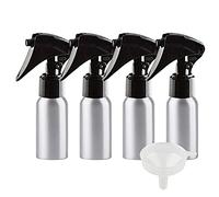 ZEOABSY 4 Pièces Flacon Spray Vide 50ml avec Vaporisateur Brumisateur Noir, Bouteilles Pulvérisateur en Aluminium Vides pour Cheveux Jardin Cosmétique + 1 Pièce Entonnoir