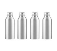 ZEOABSY 4 Pièces Flacons en Aluminium Vides 100 ML Bouchons Filetés Argent Cosmétique Shampooing Salle de Bains Hôtel Voyage Rechargeables