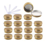 ZEOABSY 48 Pièces 10ml Pots en Aluminium Vide Or Petit Rond Cosmétiques Pot Conteneurs for Fait Main Bougies Crème Baume Voyage avec 12x Spatule