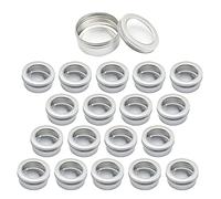 ZEOABSY 50 Pièces, Vide Argent Rond Pots en Aluminium 150ml avec Fenêtre Couvercle de-vis Cosmétiques Maison Pot en Aluminium pour Bougie Crème Voyage