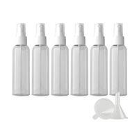 ZEOABSY 6 Pièce Vide 120ml Transparent Flacons Vaporisateur Avec Pulvérisateur Blanc, 120 ml Bouteille de Spray Parfum Rechargeable Flacon de Parfum pour le voyage à la maison + 1 x Entonnoir