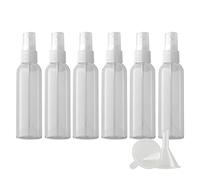 ZEOABSY 6 Pièce Vide 120ml Transparent Flacons Vaporisateur Avec Pulvérisateur Transparent, 120 ml Bouteille de Spray Parfum Rechargeable Flacon de Parfum pour le voyage à la maison + 1 x Entonnoir