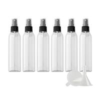 ZEOABSY 6 Pièce Vide 150ml Transparent Flacons Vaporisateur Avec Pulvérisateur Noir, 150 ml Bouteille de Spray Parfum Rechargeable Flacon de Parfum pour le voyage à la maison + 1 x Entonnoir