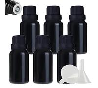 ZEOABSY 6 Pièces Flacon Aromathérapie 15ml en Verre Noir avec Bouchon Codigoutte Noir, Compte Gouttes Inviolable, Bouteilles en Verre D'huile Essentielle Vides Flacon de Voyage