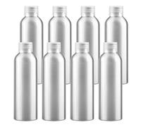 ZEOABSY 8 Pièces Argent Flacon Aluminium Vides 150ml Bouteille en Aluminium avec Bouchon Vissant en Plastique Transparent pour Cosmétique Shampooing Salle de Bains Hôtel Voyage Rechargeables