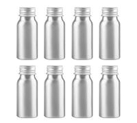 ZEOABSY 8 Pièces Argent Flacon Aluminium Vides 30 ML, Bouteille en Aluminium avec Bouchon en Aluminium Fileté Argent pour Cosmétique Shampooing Salle de Bains Hôtel Voyage Rechargeables