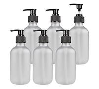 ZEOABSY Lot de 6 Rechargeables Transparent Mat Flacons à Pompe Vides en Plastique de 300 ML avec Pompe Distributeur de Lotion, Shampooing, Crème lavante, Gel Douche, Salle de Bains Hôtel, Entonnoir