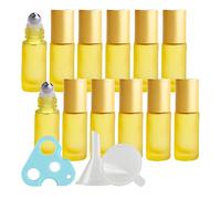 ZEOABSY Rechargeable 24 Pièce Mat Jaune Flacon Roll-on Vide 5ml avec Bille en Acier Inoxydable, Bouchon à vis en Aluminium, pour Huile Essentielle, Aromathérapie, Parfum, Massage, Laboratoire