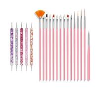 ZEOHBETY Lot de 20 pinceaux pinceaux professionnels pour nail art, pinceaux à pointe fine, rose