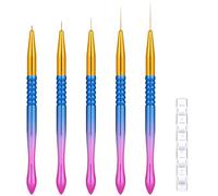 ZEOHBETY Pinceaux pour Nail Art ZEOHBETY, lot de 5 pinceaux liner avec support, ensemble de pinceaux de dessin pour ongles adapté aux lignes longues, tailles 4/8/12/20/25 mm, bleu et rose
