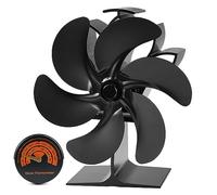 Zeoibou Ventilateur de cheminée à 6 feuilles de ofenventilato, ventilateur de cheminée sans fil Poêles de cheminée, grandes pièces pour poêles à bois, respectueux de l'environnement sans électricité.