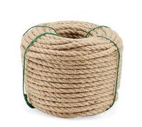 ZEONHAK Corde de Jute Naturelle tressée torsadée en Chanvre épais pour griffoir, Corde à Tirer et Ficelle de Bagage 50 m x 8 mm