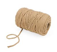 ZEONHAK Corde en jute naturelle torsadée de 6 mm - 80 m x 6 mm - Corde de chanvre torsadée de 80 m - Corde de manille pour poteau à griffer