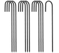 ZEONHAK Lot de 10 piquets d'ancrage Noirs de 40 cm en Forme de J pour Trampoline - Piquets d'ancrage en métal pour Tente de Camping
