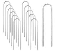 ZEONHAK Lot de 12 piquets en forme de U de 30 cm, piquets de tente argentés galvanisés pour camping, tentes, trampoline