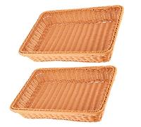 ZEONHAK Lot de 2 paniers de service de table de 40 cm, paniers à pain en polyosier tissés à la main pour légumes, fruits, collations