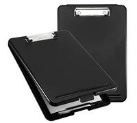 ZEONHAK Lot de 2 porte-blocs en plastique noir A4 - Boîte de rangement compacte pour documents infirmiers - Avec rangement ouvert et pliable - Pour bureau, maison