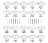ZEONHAK Lot de 20 poignées de porte en diamant de 40 mm, poignées de tiroir en cristal avec vis, boutons d'armoire en cristal pour la maison, le bureau