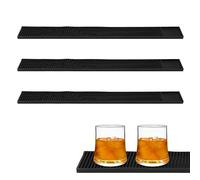 ZEONHAK Lot de 3 tapis de bar en caoutchouc de 60 x 8 cm - Noir - Fin - Pour bar, café, verre, séchage
