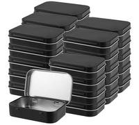 ZEONHAK Lot de 30 boîtes rectangulaires à charnière avec couvercles pour le rangement - 95 x 60 x 22 mm - Noir