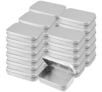 ZEONHAK Lot de 30 boîtes rectangulaires en métal argenté à charnière avec couvercle, 94 x 61 x 20 mm, boîte de rangement pour bonbons et petits articles