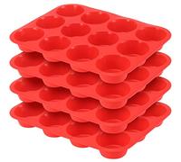 ZEONHAK Lot de 4 moules à muffins en silicone rouge de 6,3 cm pour cupcakes, quiches, pudding du Yorkshire