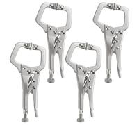 ZEONHAK Lot de 4 pinces en C de 12,7 cm, pinces de soudage avec vis réglable, ouverture maximale de la mâchoire de 2,5 cm pour le travail du bois, argent