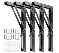 ZEONHAK Lot de 4 supports d'étagère pliables de 30,5 cm, support d'étagère pliable, charnière de support d'étagère, support d'étagère triangulaire en métal noir, charge maximale 60 kg, noir