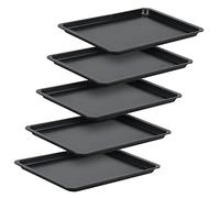 ZEONHAK Lot de 5 plaques de cuisson antiadhésives Noir 37 x 25 x 1,6 cm