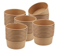 ZEONHAK Lot de 50 bols à soupe en papier kraft de 750 ml, bol à salade à emporter, récipient rond en papier marron pour aliments chauds et froids