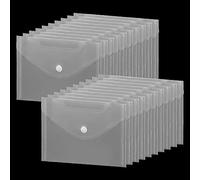 ZEONHAK Lot de 50 pochettes transparentes A6 en plastique avec bouton-pression pour bureau - 170 x 120 mm