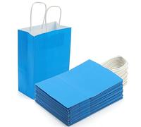 ZEONHAK Lot de 50 sacs cadeaux en papier bleu avec poignées, 15 x 8 x 21 cm, sacs cadeaux de fête pour mariage