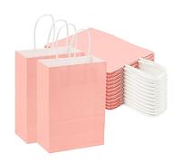ZEONHAK Lot de 50 sacs cadeaux en papier rose avec poignées 15 x 8 x 21 cm