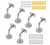 ZEONHAK Lot de 6 supports de main courante argentés, 60 x 80 mm en acier inoxydable avec vis et tubes d'extension