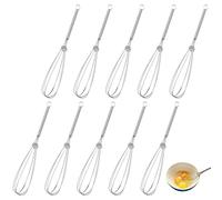 ZEONHEI Lot de 10 mini fouets de cuisine en acier inoxydable de 17,8 cm - Fouet manuel en métal pour œufs, crème, vinaigrettes
