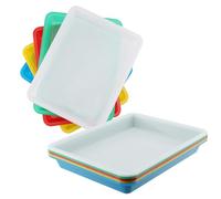 ZEONHEI Lot de 10 plateaux d'activité en plastique - 28 x 21 x 3 cm - Multicolores - Plateau de bricolage empilable - Plateau de service rectangulaire pour projets de bricolage - Plateau de tri puzzle