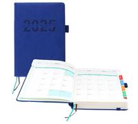 ZEONHEI Lot de 2 agendas 2025-2026, format A5, bleu, avec onglets mensuels, passant pour stylo, pour le travail, le bureau à domicile, l'organisation familiale