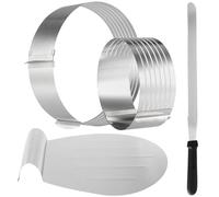 ZEONHEI Lot de 2 Moules Gâteau Rond, Cercles à Pâtisserie Réglables 23-30 cm / 15-20 cm, Avec Couteau à Pain et Spatule Inox, Pour Desserts, Tartes et Mousses