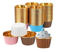 ZEONHEI Lot de 200 caissettes à cupcakes en aluminium, 4 couleurs métalliques, mini caissettes à cupcakes de Noël pour fête d'anniversaire, mariage, cupcakes faits à la main, blanc/bleu/rose