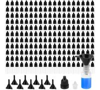 ZEONHEI Lot de 200 flacons compte-gouttes vides en plastique de 10 ml avec bouchon et 10 entonnoirs, translucides compressibles pour peinture, essence