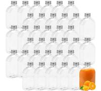 ZEONHEI Lot de 36 bouteilles de jus en plastique avec couvercles en aluminium, bouteilles vides transparentes avec bouchon à vis, bouteilles de jus réutilisables pour jus, lait