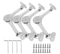 ZEONHEI Lot de 4 Support Charniere Meuble, Ferrures à Rabat Softclose Folding Support Hinge avec Vis et Clé Allen Satin Nickel pour Porte de Cuisine, Armoire, Capacité de Charge 50 Lbs