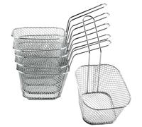 ZEONHEI Lot de 6 mini paniers à frites en acier inoxydable - Avec poignée - Pour servir des frites, des crevettes, des rondelles d'oignon